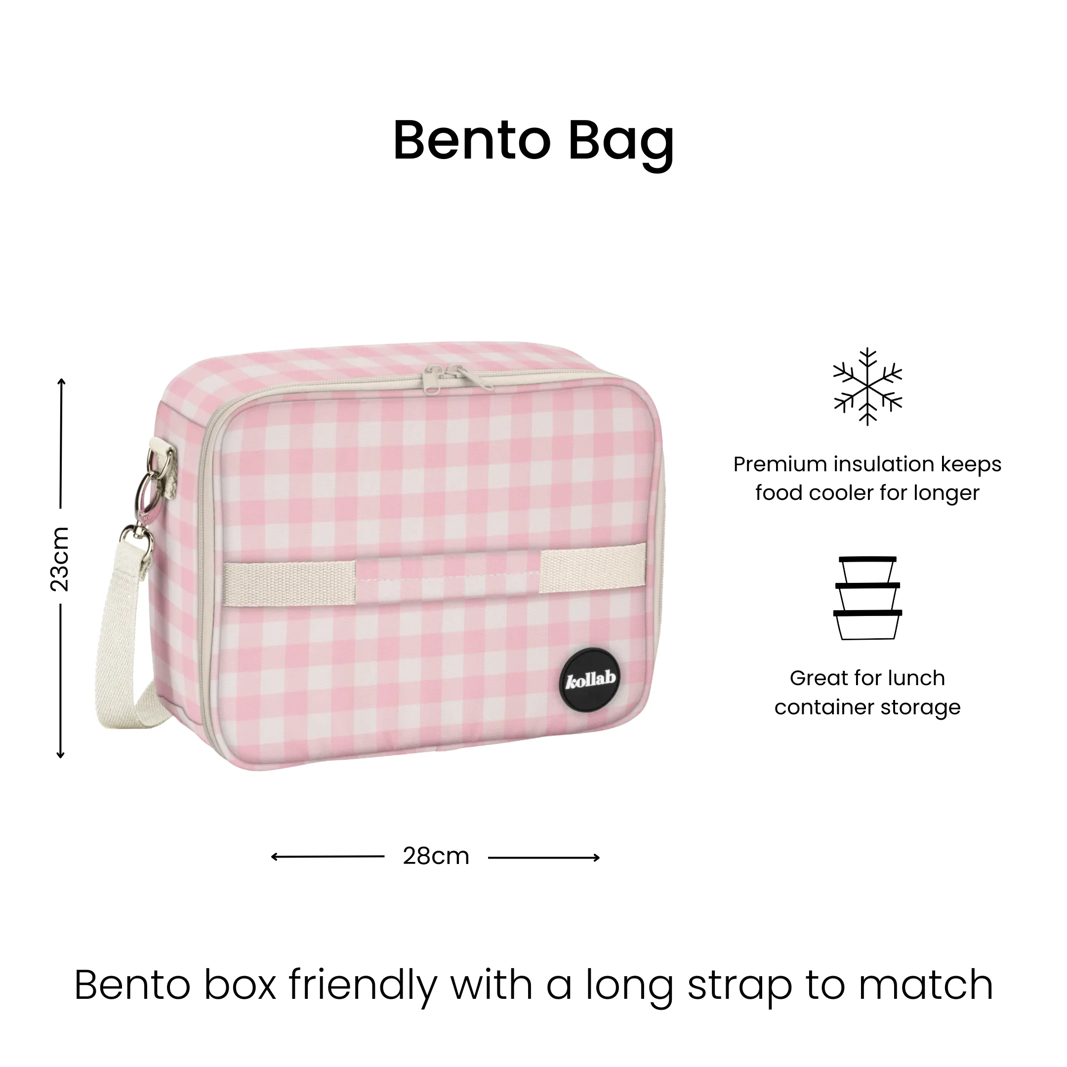 Bento Bag Candy Pink Check - Image 4