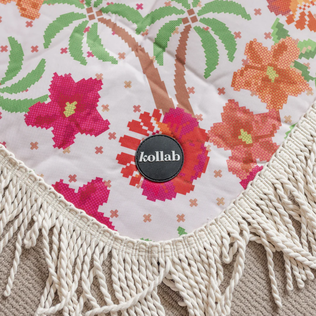 Fringed Medium Picnic Mat Hibiscus Retreat - Image 5