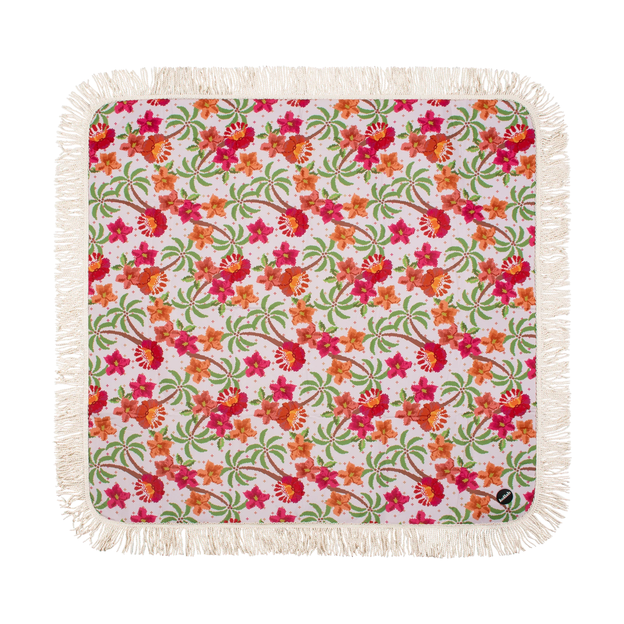 Fringed Medium Picnic Mat Hibiscus Retreat - Image 8