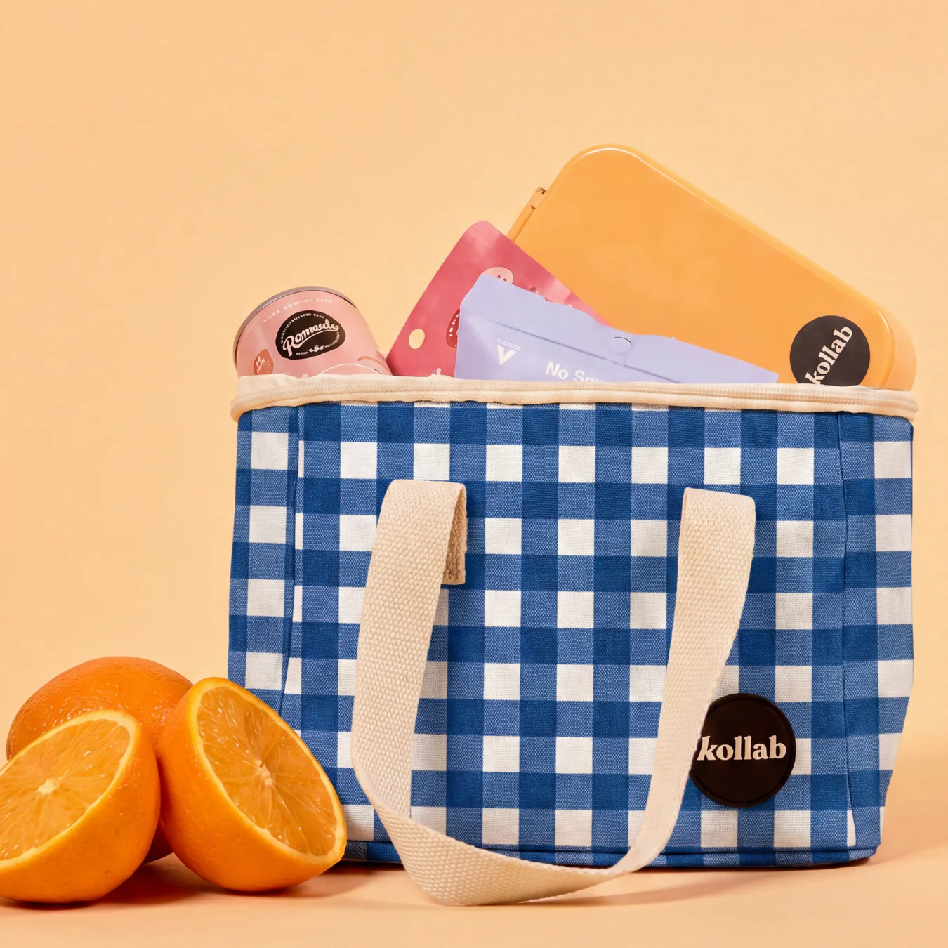 Lunch Bag Blue Check - Image 2
