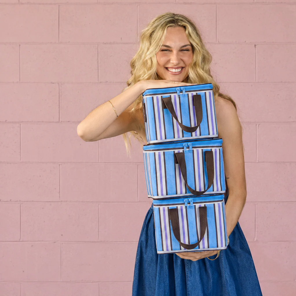 Lunch Bag Choc Blue Stripe - Image 4