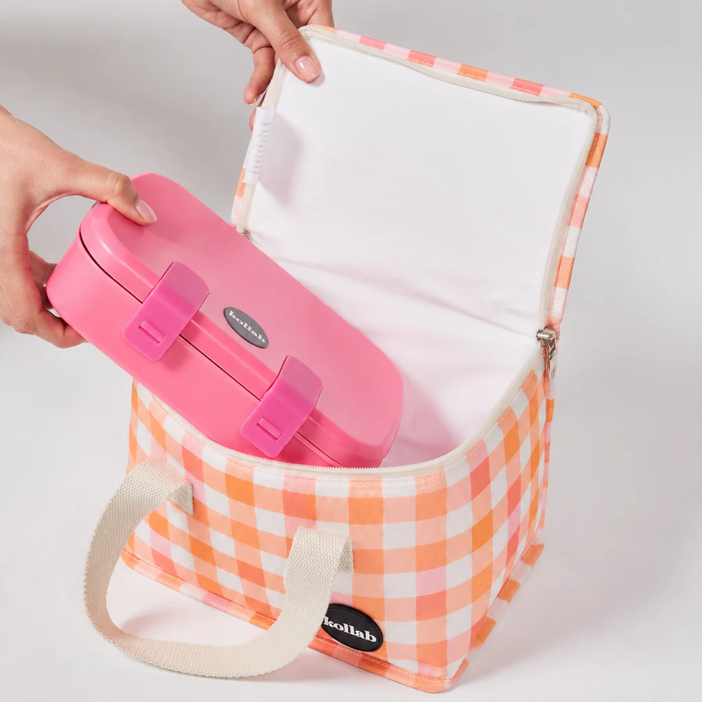 Lunch Bag Watermelon Peach Check - Image 2