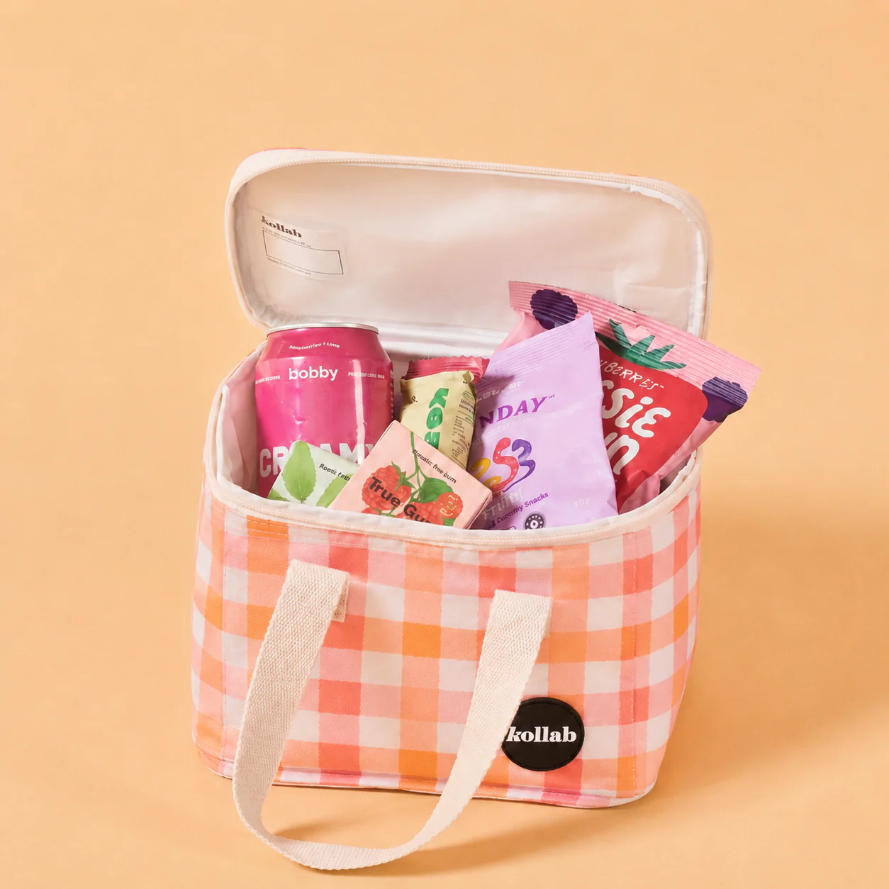 Lunch Bag Watermelon Peach Check - Image 5