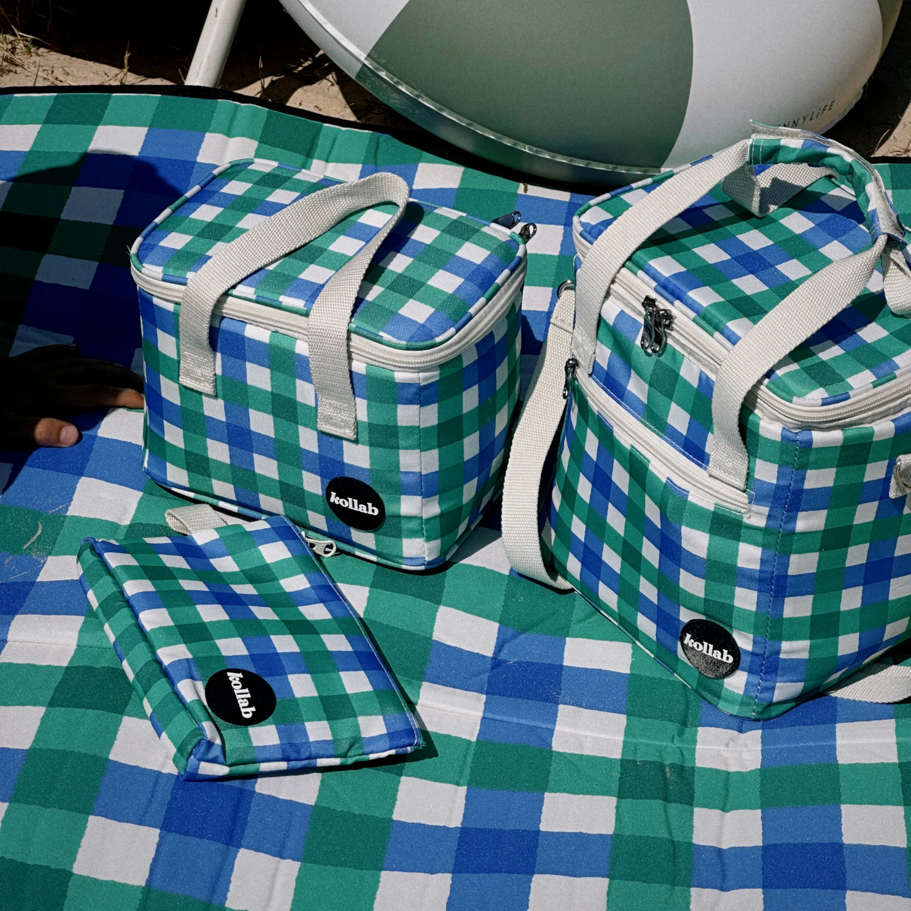 Mini Pouch Green Blue Check - Image 2