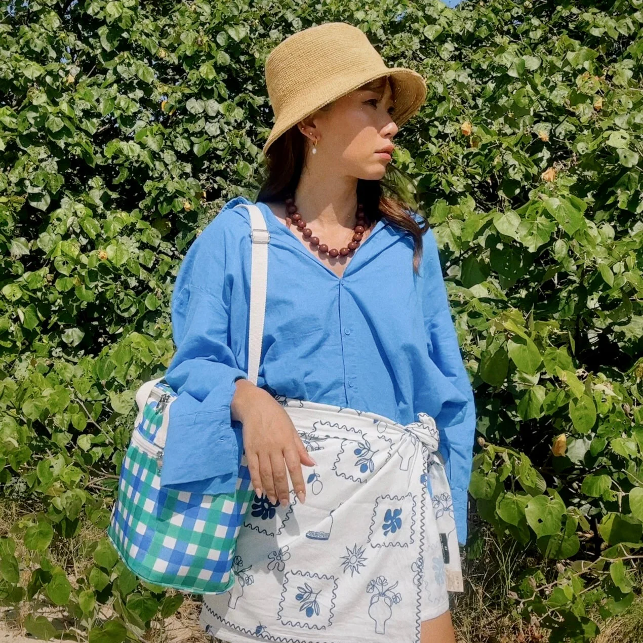Mini Cooler Green Blue Check - Image 3