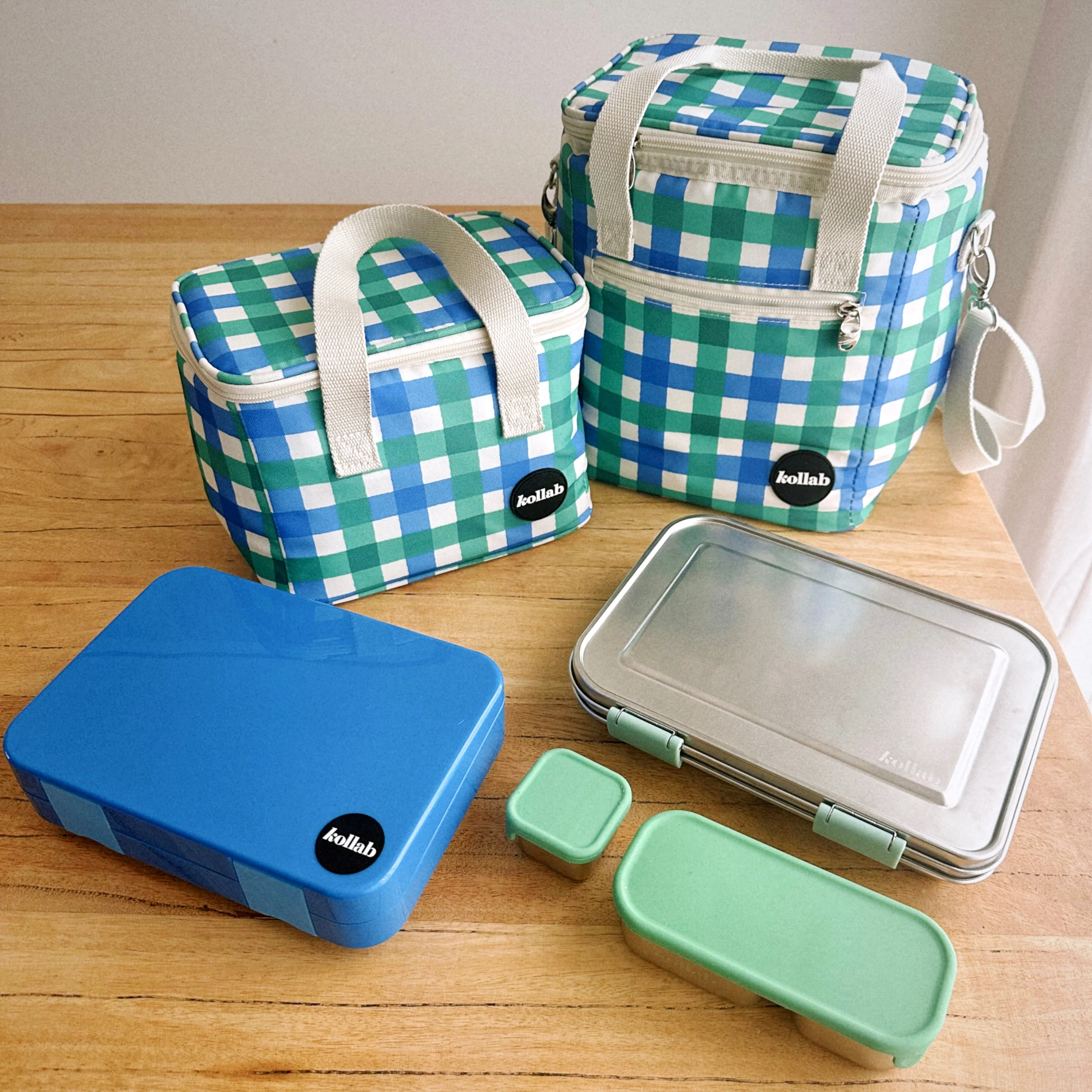 Mini Cooler Green Blue Check - Image 4