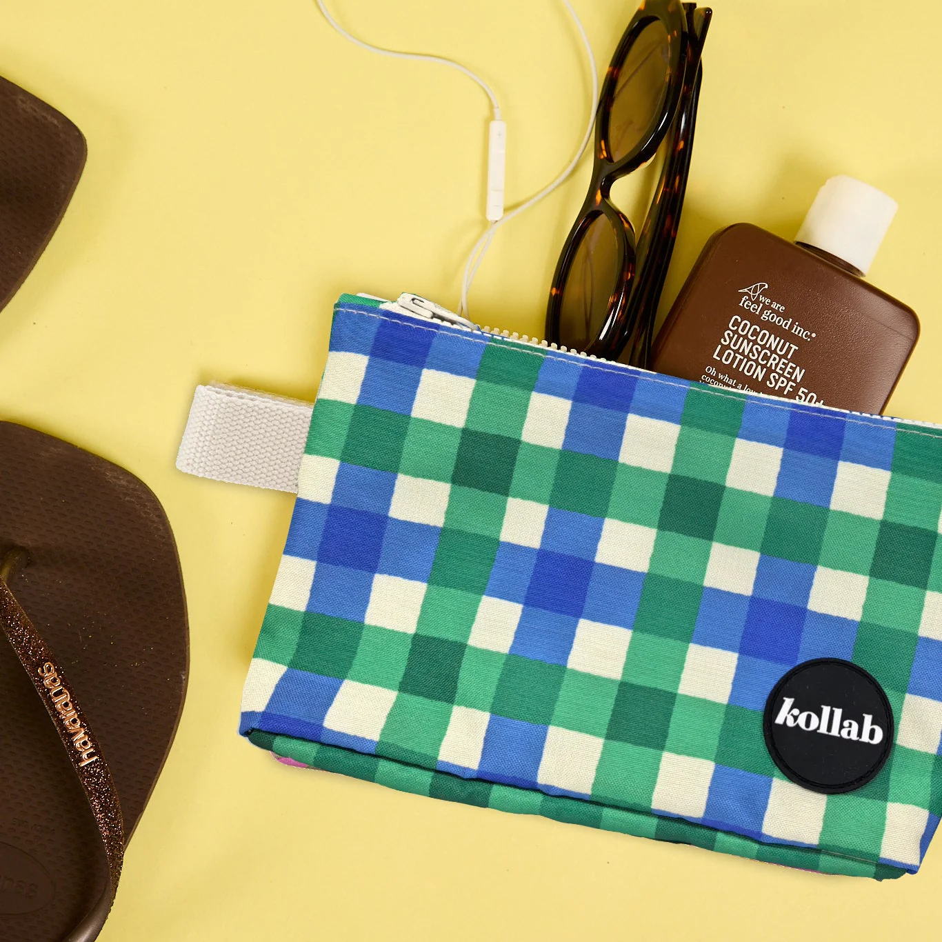 Mini Pouch Green Blue Check - Image 3
