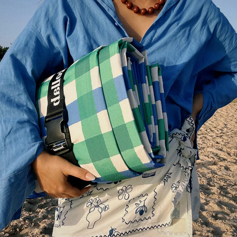 Picnic Mat Green Blue Check - Image 5