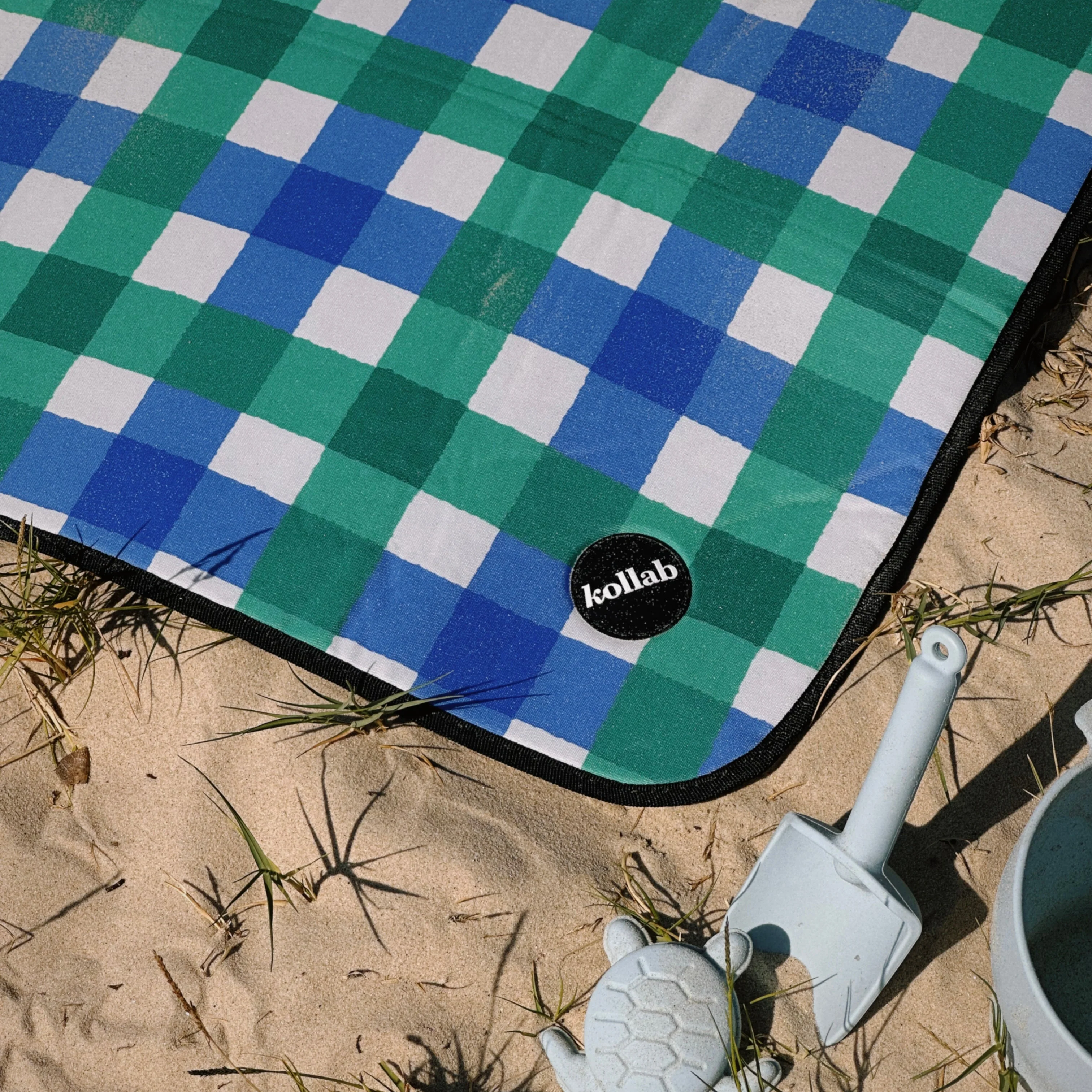 Picnic Mat Green Blue Check - Image 6