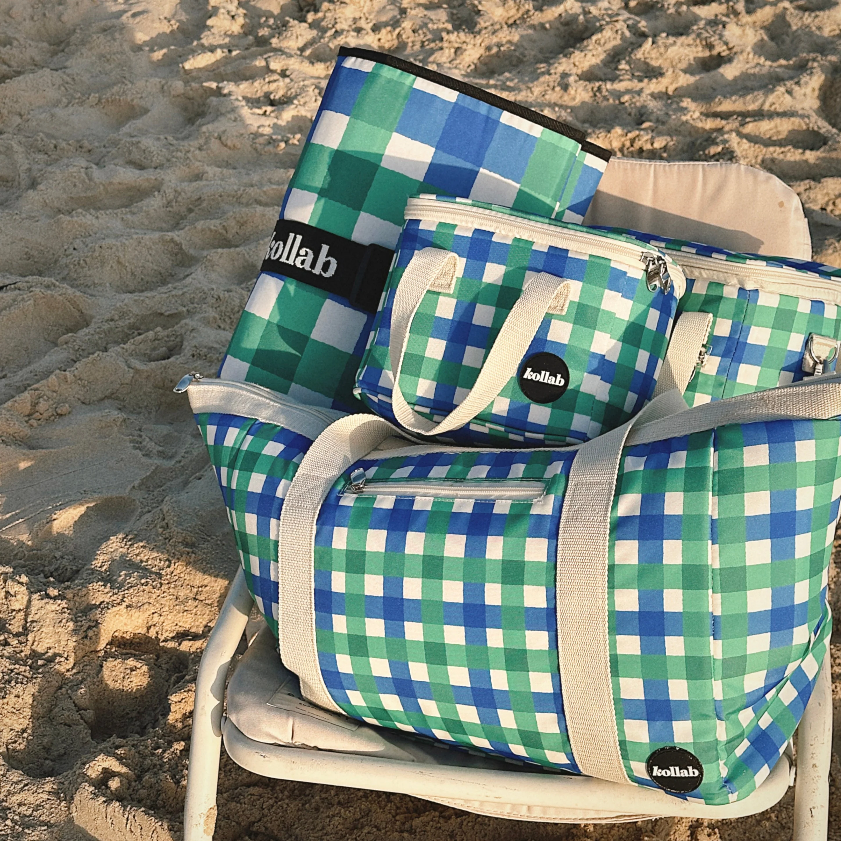 Lunch Bag Green Blue Check - Image 4