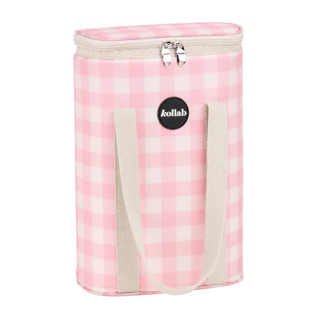 Wine Cooler Bag Candy Pink Check