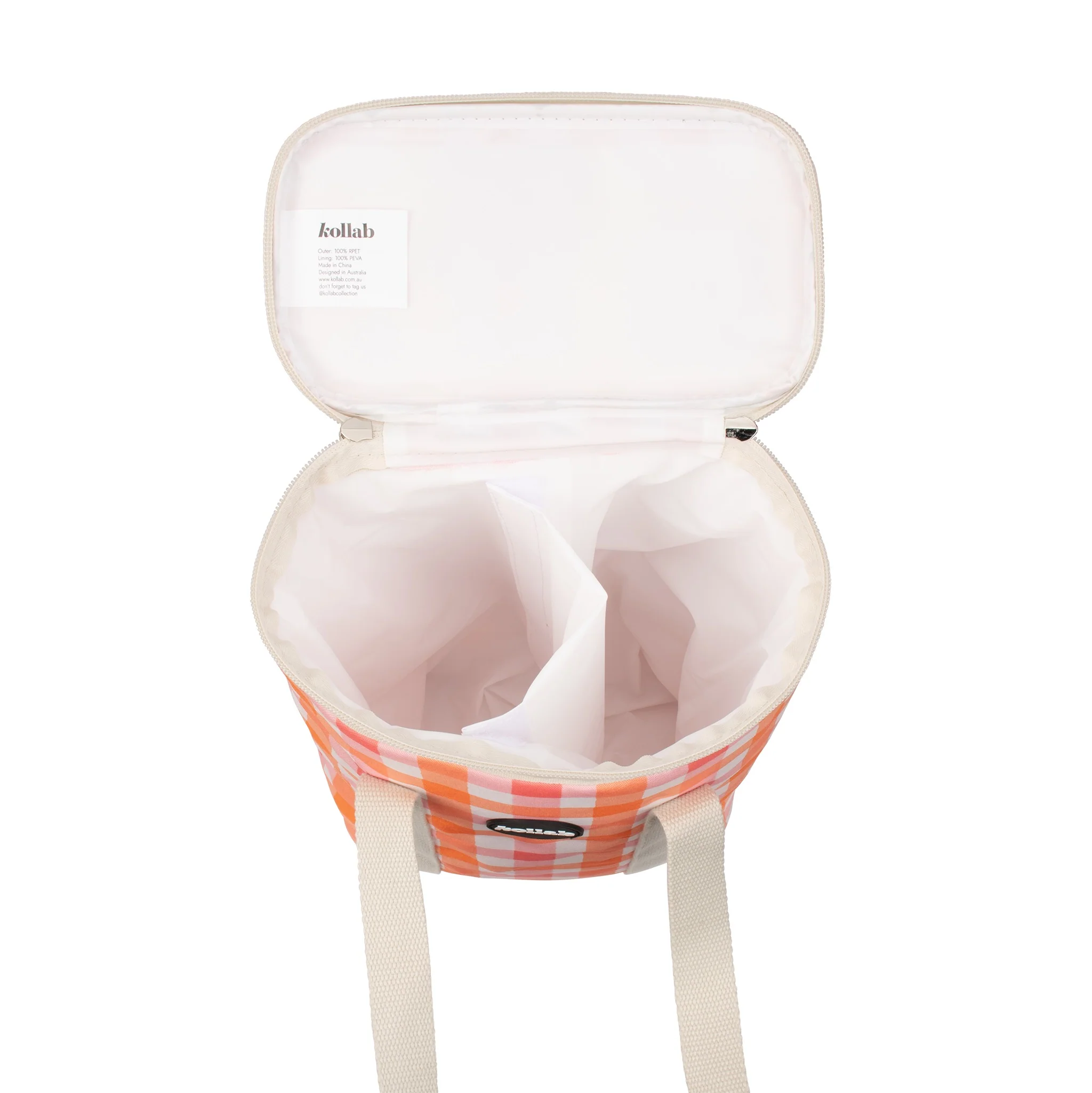 Wine Cooler Bag Watermelon Peach Check - Image 4